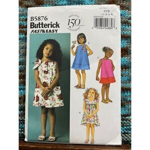 Butterick Sewing pattern 5876 toddler girls Aline dress size 1 2 3 4